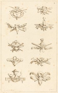 Desenhos para peças de cauda: pl. 8 de Gabriel Huquier after Claude Gillot