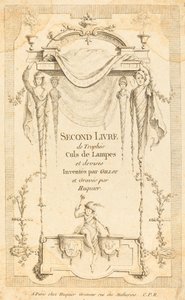 Segundo Livro de Troféus de Lâmpadas e Moedas: Página de Título de Gabriel Huquier after Claude Gillot