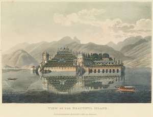 Vista da Ilha Bonita (Isola Bella, Lago Maggiore), antes de 1820 (aguarela sobre gravura e aquatint sobre papel tecido) de Gabriel L. and Lory Mathias G.  Lory