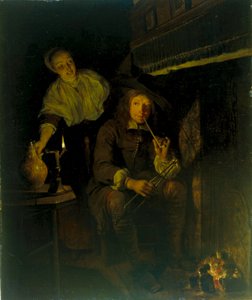 Alemão: Der Raucher am Kamin O fumador à lareira de Gabriel Metsu