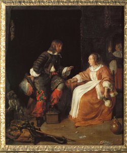 Senhora e oficial (óleo sobre tela) de Gabriel Metsu