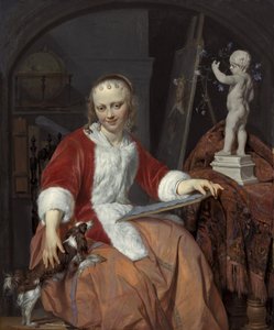 Retrato de Isabella de Wolff (....-1718) como artista de Gabriel Metsu