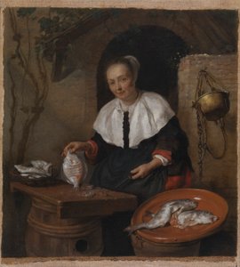 Mulher a limpar peixe de Gabriel Metsu