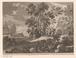 Cristo e Emaús Paisagens com cenas da vida de Cristo (título da série) de Gabriel Perelle