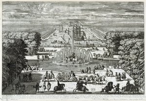 A bacia Apollo, nos jardins do castelo de Versalhes - por Perelle, finais do século XVII de Gabriel Perelle