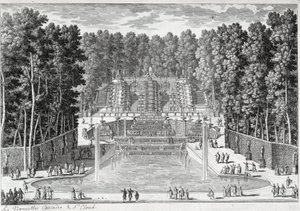 As novas cachoeiras nos jardins de St Cloud (por Ours) - por Perelle, finais do século XVII de Gabriel Perelle