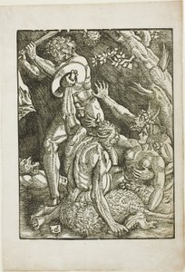Hércules, dois sátiros e uma mulher, prato dois de Os trabalhos de Hércules