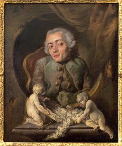 Retrato de um corcunda artista. Pintura de Gabriel Jacques de Saint Aubin (1724-1780), óleo sobre tela. Arte francais do século XVIII. Musee des Beaux Arts de Rouen.