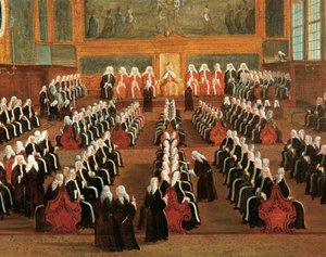 Conselho de Pregadi no Palácio Ducal, por Gabriele Bella (1730-1799), Detalhe de Gabriele Bella