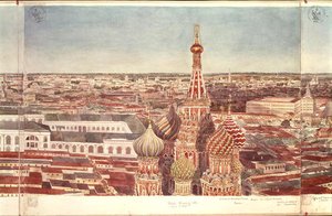 Panorama de Moscou, representando St. Basils Cathedral, 1819 (wc no papel) (ver 170139-170146)
