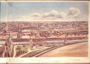 Panorama de Moscou, representando as muralhas do Kremlin e o rio Moskva, 1819 (wc no papel) (ver 170139-170145)