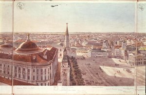 Panorama de Moscou, representando o antigo Palácio do Senado (agora o Gabinete), as fortificações do Kremlin e a Praça Vermelha, 1819 (wc no papel) (ver 170139-170146)