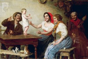 Primeiros Passos, por Gaetano Bellei (1857-1922), óleo sobre tela, 55x82,5 cm