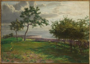 Vista com árvores e uma pequena parede de Gaetano Bellei