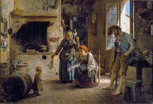 Os primeiros passos de uma criança Pintura de Gaetano Chierici (1838-1920) 1865 Dim 70x100 cm Genes, Galleria d