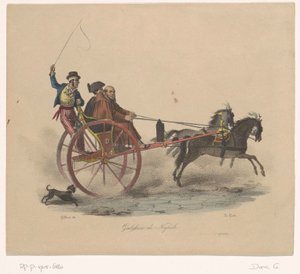 Três homens em uma carruagem Galessino di Napoli (título no objeto)