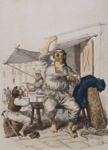 Mangia Maccaroni (Comedores de massa), de Gaetano Dura (1805-1878), gravura, Itália