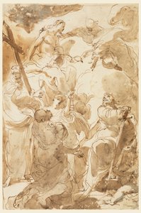 Desenho, A Trindade e os Apóstolos, S. Pedro e S. Paulo, 1770-80 de Gaetano Gandolfi