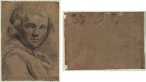 Cabeça de um jovem (reto) Esboço de uma cabeça (verso) de Gaetano Gandolfi