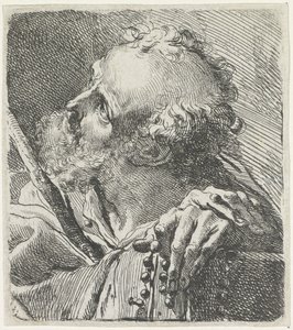 Cabeça de um santo com rosário de Gaetano Gandolfi