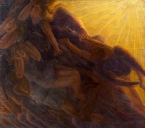 Queda de anjos, tríptico de Gaetano Previati