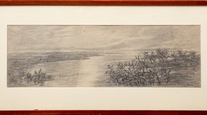 O Ramo do Lago de Como (lápis sobre papel) de Gaetano Previati