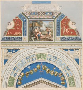 Moldura e campo abobadado com Adão e Eva no trabalho. 1774