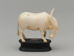 Bispo negro, peça de xadrez, Índia, 1820 cerca