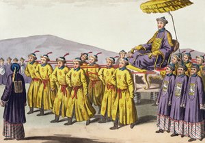 O Imperador Chien Lung foi trazido em Triumph, prato 18 de Le Costume Ancien et Moderne por Jules Ferrario, publicado em 1820s-30s