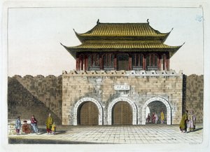 Porta do Palácio Imperial de Pequim (a Cidade Proibida) - de "Ancient and Modern Costume" de Ferrario, ed. Milão