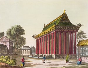 O Palácio Europeu em Yuen-Ming-Yuan, ilustração de Le Costume Ancien et Moderne por Giulio Ferrario, publicado c.1820s-30s