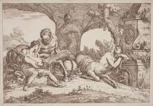 Quíron ensina música a Aquiles de Gaetano Zompini, after Giovanni Benedetto Castiglione