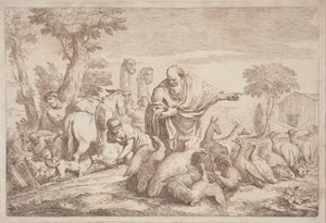 Noé levando os animais para a arca de Gaetano Zompini, after Giovanni Benedetto Castiglione