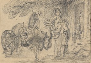 Números e cavalos perto de uma porta de Gainsborough Dupont