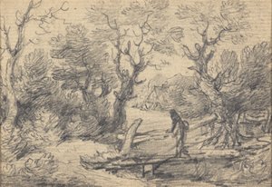 Paisagem com figura numa ponte pedonal de Gainsborough Dupont