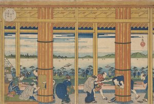 Chuveiro-Abrigo na Costa da Baía de Tempozan, 1838. de Gakutei