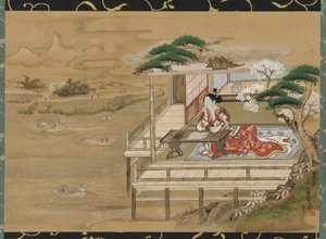 Murasaki Shikibu componente novo g te te f Genji em Ishiyamadera