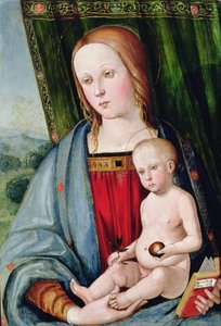 Virgem e Criança, após 1494 (tempera com esmaltes a óleo no painel) de Galeazzo Campi