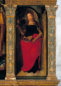 Políptico com a Natividade com painéis laterais com os Santos Pedro, Paulo, Clemente e Madalena (detalhe de Maria Madalena) de Galeazzo and Aleni Tommaso fl.1505 15) Campi