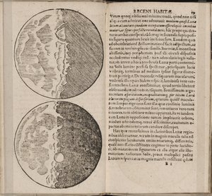 Folha do livro Sidereus Nuncius Sidereal Messenger por Galileo Galilei, 1610