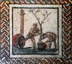 Cena de envenenamento de frascos. (mosaico, fim do 2º, início do 3º século) de Gallo Roman