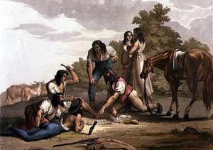Pastores espanhóis do Paraguai (cor litho) de Gallo Gallina