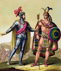 O encontro entre Hernando Cortes e Montezuma II, México, 1519 c1820-1839