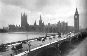 Casas do Parlamento e Westminster Bridge, 1919