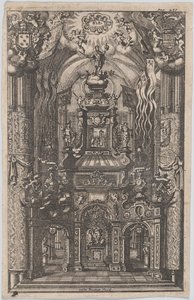 Catafalque para Ferdinand, de um livro não identificado, ca. 1660-95. de Gaspar Bouttats
