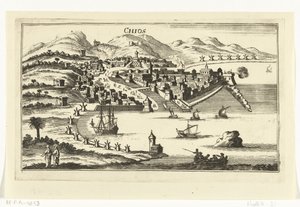 Vista de Chios
Imagens topográficas de portos, cidades e ilhas mediterrânicas (título da série) de Gaspar Bouttats