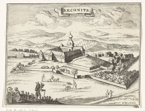 Vista de Rechnitz
Ilustrações topográficas da Áustria, da Hungria e dos Balcãs (título da série)
Korte beschryvinghe, en aen-wysinghe der plaetsen in desen boeck, met hunnen teghen woordighen standt, uyt-ghebeldt pertinent, in Oostenryck (ser