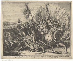 Derrota do exército otomano durante o cerco de Viena Breve descrição, e o aen-wysinghe der plaetsen in desen boeck, com suas palavras teghen, de pé, pertinentemente uyt-ghebeldt, em Oostenryck (título da série)