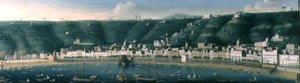 Vista de Nápoles do mar com o Castel dellOvo e o subúrbio de Chiaia, 1731