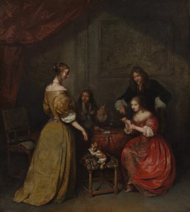 A Festa do Cartão, c. 1665. de Gaspar Netscher